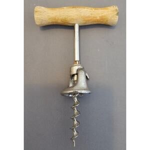 Vintage Wood Handle Corkscrew Wine Bottle Opener 5-1/2" - Used